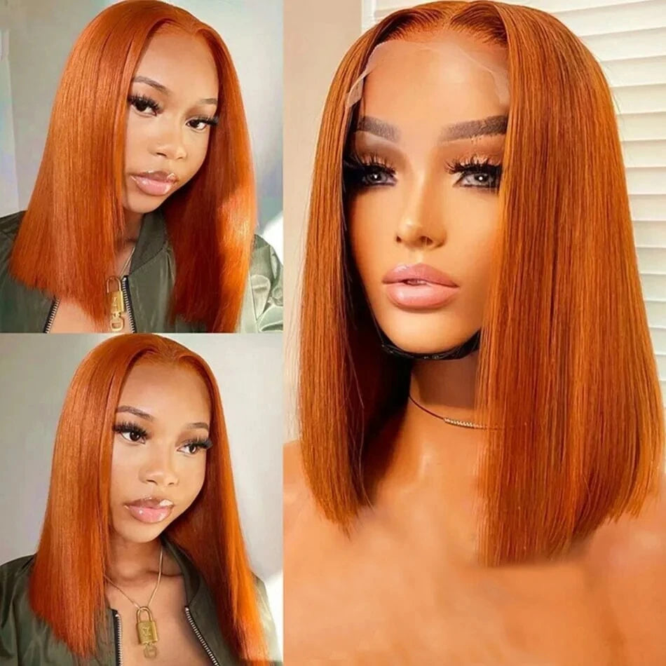 100% Human Hair Ginger Orange 
Brazilian Bone Straight Lace