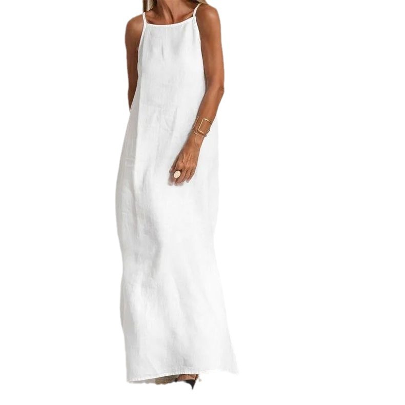 Independent Station Casual Cotton And Linen Split Sling Dress