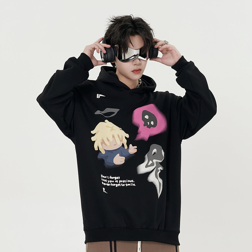 Fashion Cartoon Printed Hoodie Men