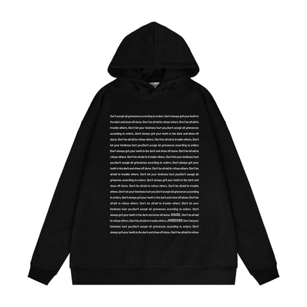 English Letters Printed Hoodie Men