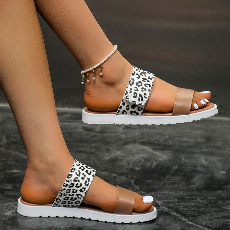 Animal Print Open Toe Sandals