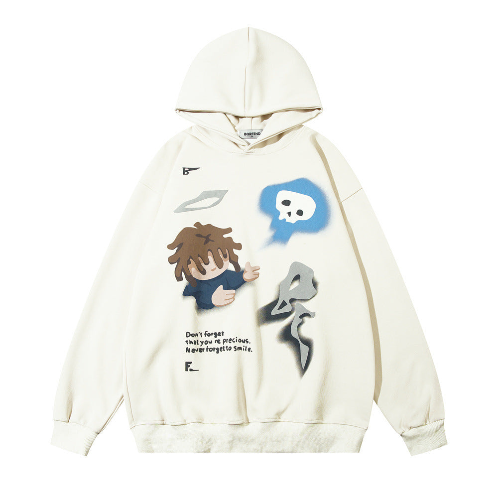 Fashion Cartoon Printed Hoodie Men