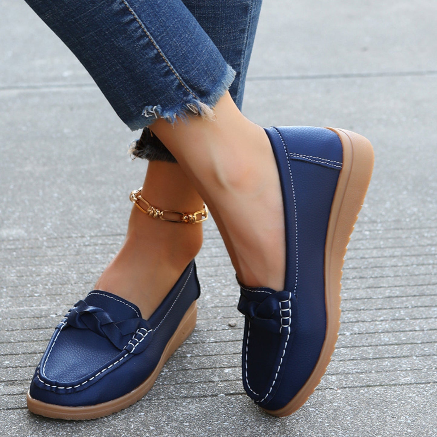 Weave Wedge Heeled Loafers