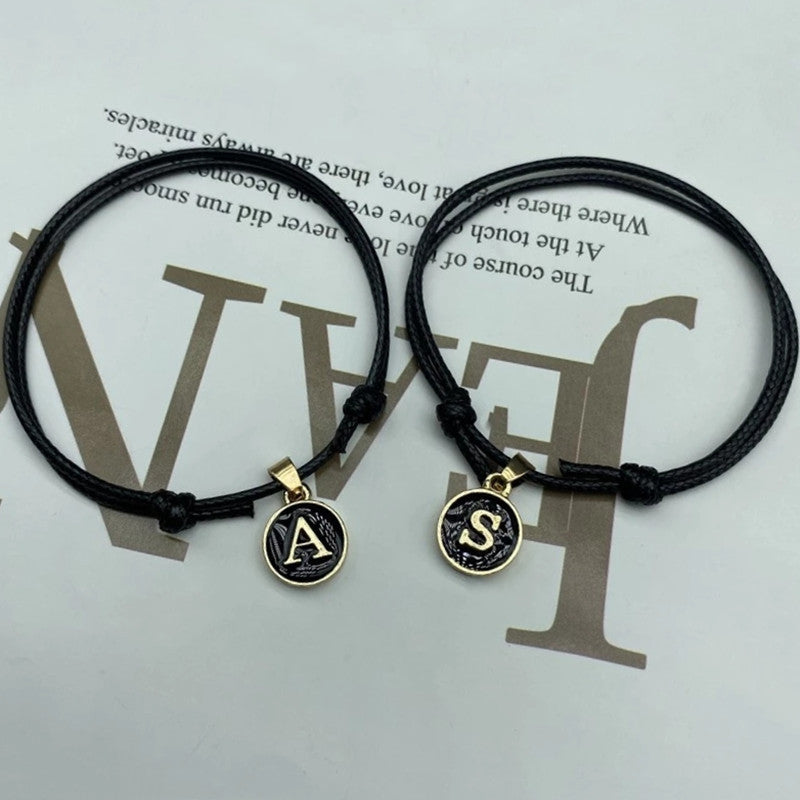 26 English Letters Couple Bracelet Retro Men And Women Wax Thread Bracelet Adjustment Bracelet