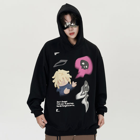 Fashion Cartoon Printed Hoodie Men