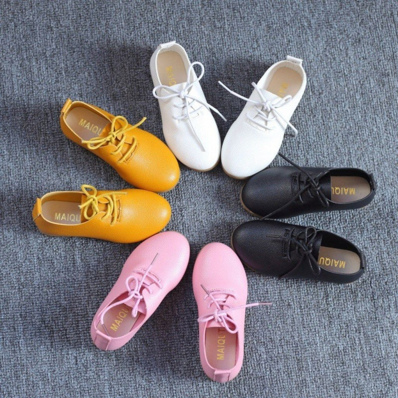 Little Girl Soft-soled Peas Shoes Girls All-match Princess Single Shoes Children Lace-up Shoes