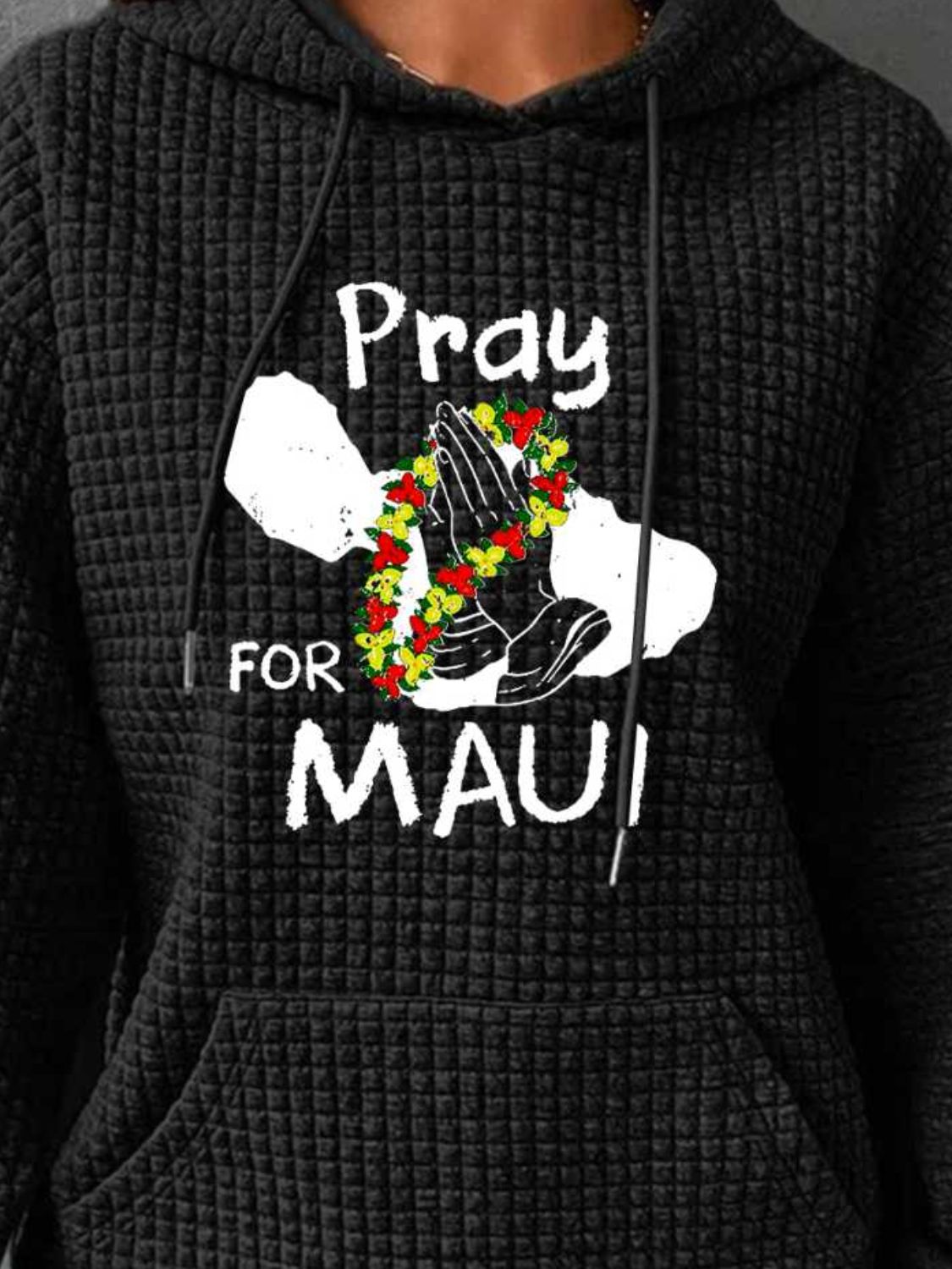 Full Size PRAY FOR MAUI Graphic Drawstring Hoodie