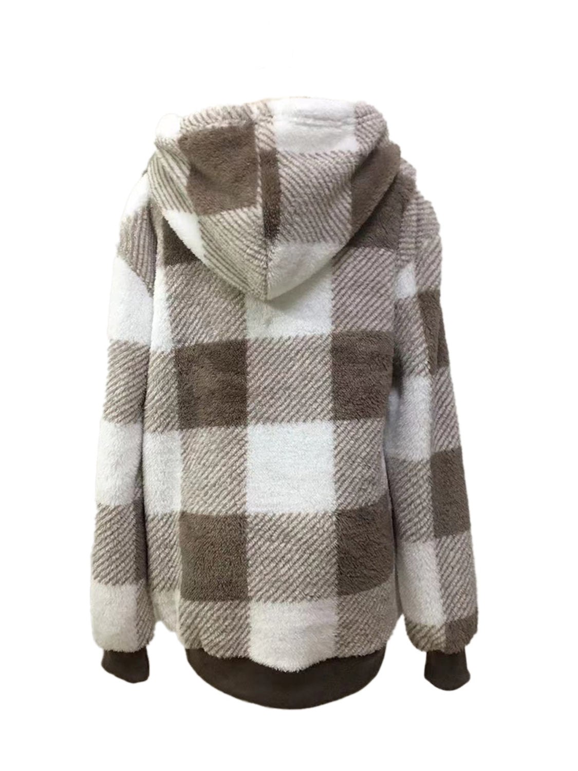 Plaid Half Zip Drawstring Hoodie