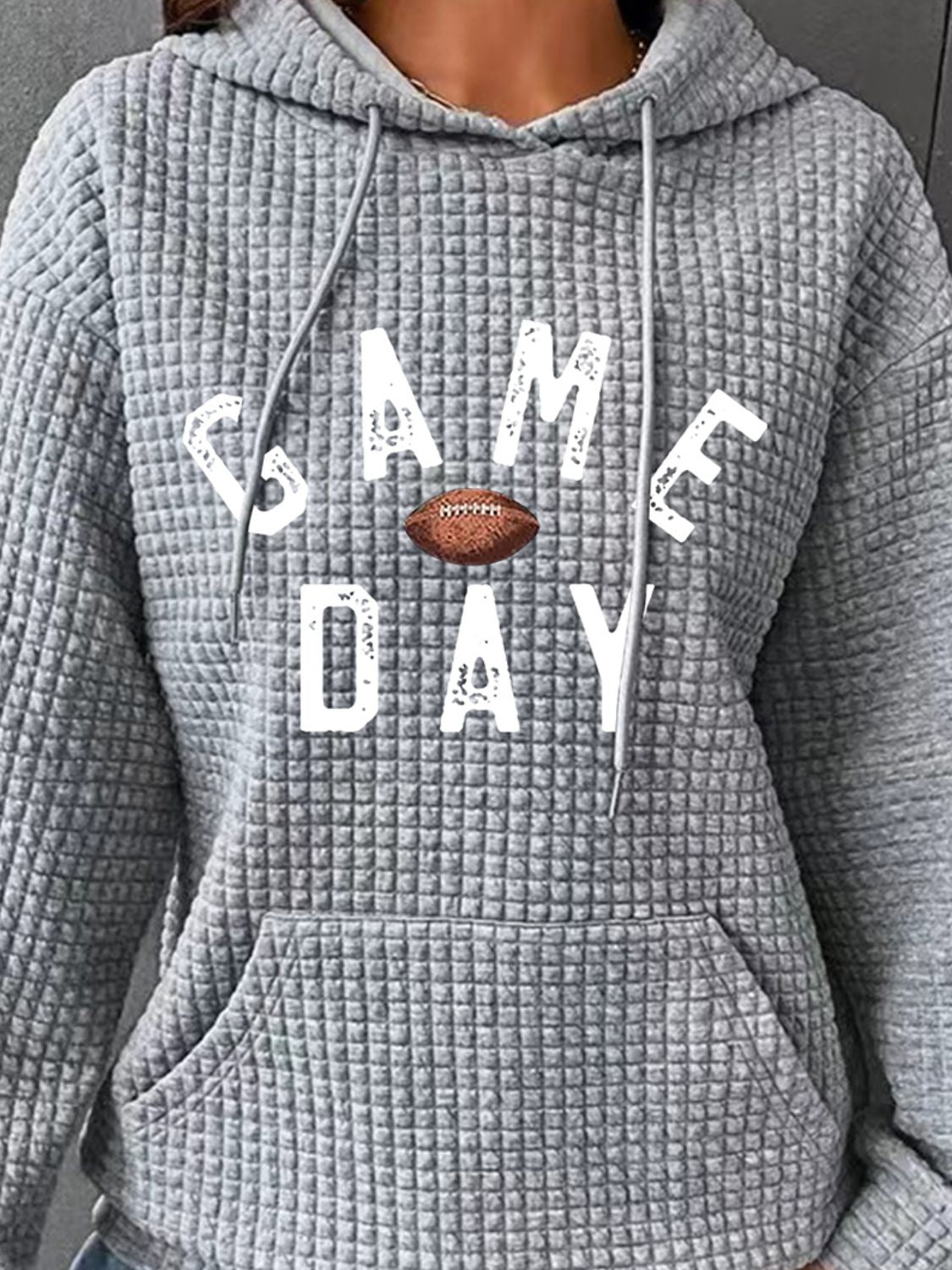 Full Size GAME DAY Graphic Drawstring Hoodie